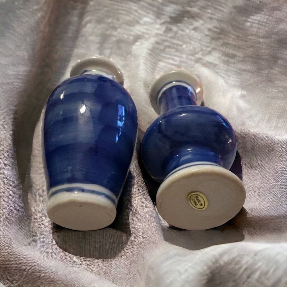 Two Blue bud Vanity vases vintage