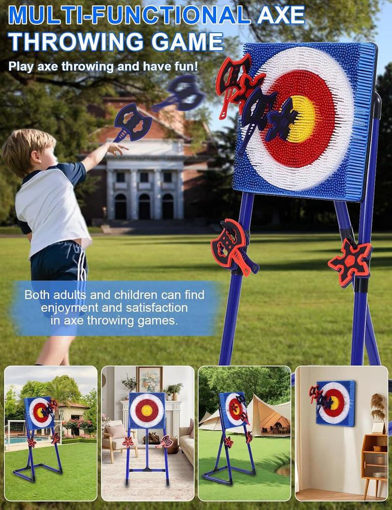 Axe Throwing Game for Backyard,Portable Bristle Target Set with 4 Axes & 4 Darts