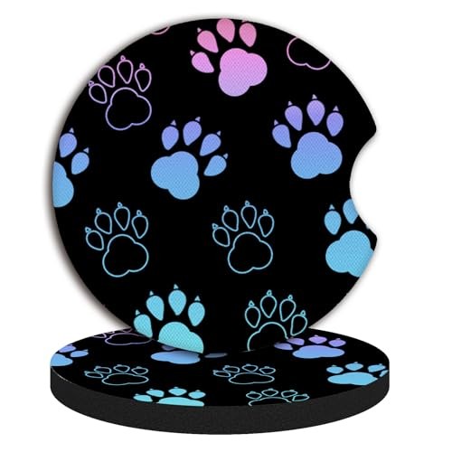 Absorbent Car Coasters for Cup Holders, 2 Pack Universal Neoprene Car Coasters