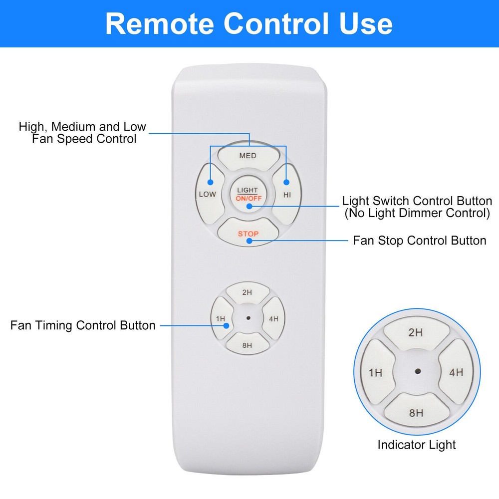 Universal Ceiling Fan Lamp Light Remote Control Receiver Kit Timing Wireless 15M