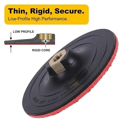 5" Hook and Loop Backing Pad | Rigid Low-Profile Design | 5/8"-11 Thread for Gri