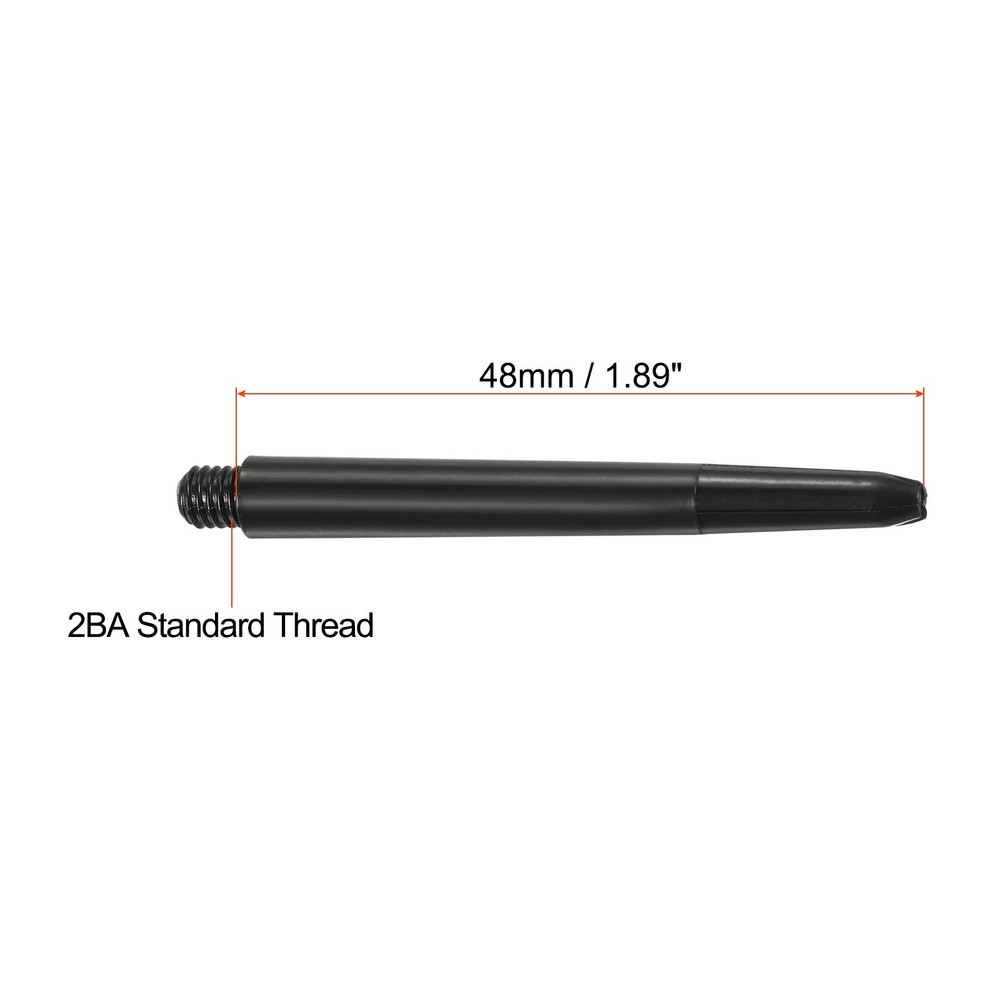 48mm Dart Shafts, Medium 2BA Thread Plastic Dart Stems - 9 Pack (Black)