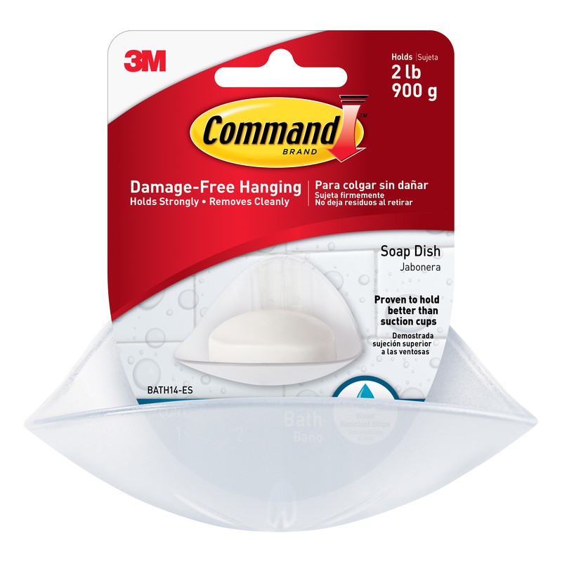 Command BATH14-ES Damage-Free Hanging Soap Dish Clear Plastic