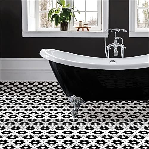 Black Peel and Stick Floor Tiles 12 Pack