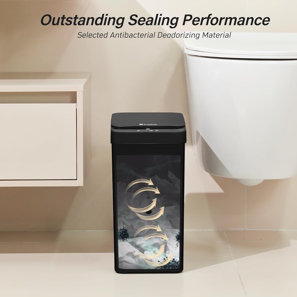 Bathroom Trash Can, 2.6 Gallon Automatic Motion Sensor Touchless Garbage Can,...