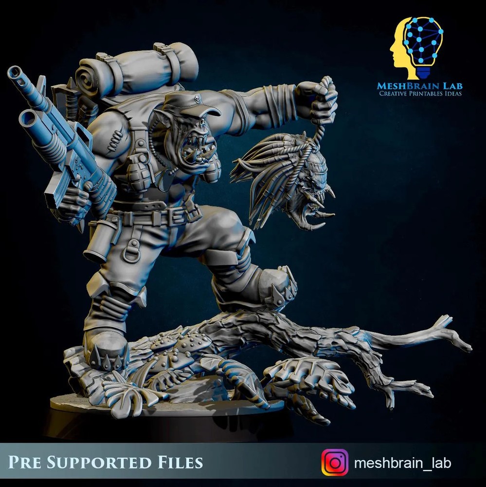 3D Printed Ork Commando Boss by Meshbrain Labs