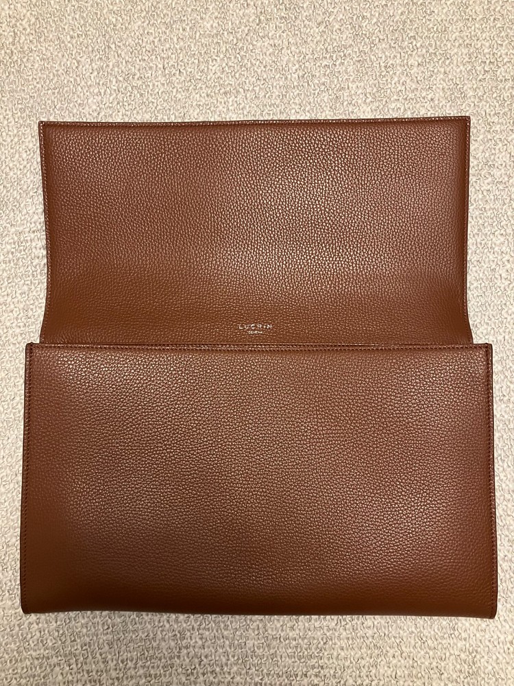 LUCRIN Geneva brown leather document pouch