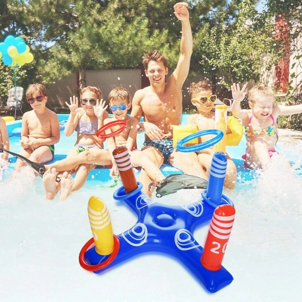 Inflatable Pool Ring Toss Game Set, 4 Pieces