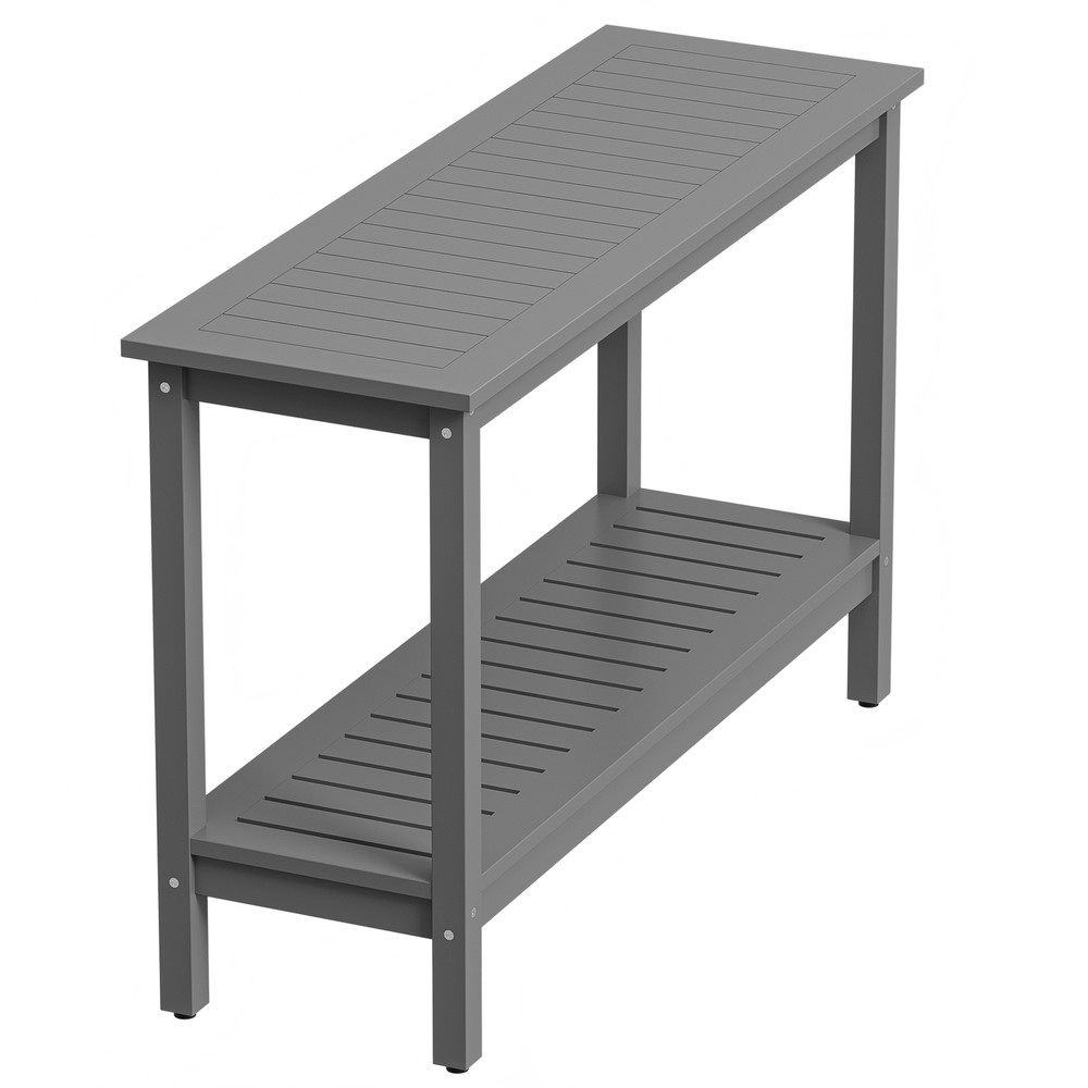 48'' Console Table Entryway Sofa Side Table w/ 2 Storage Shelves Organizer Gray