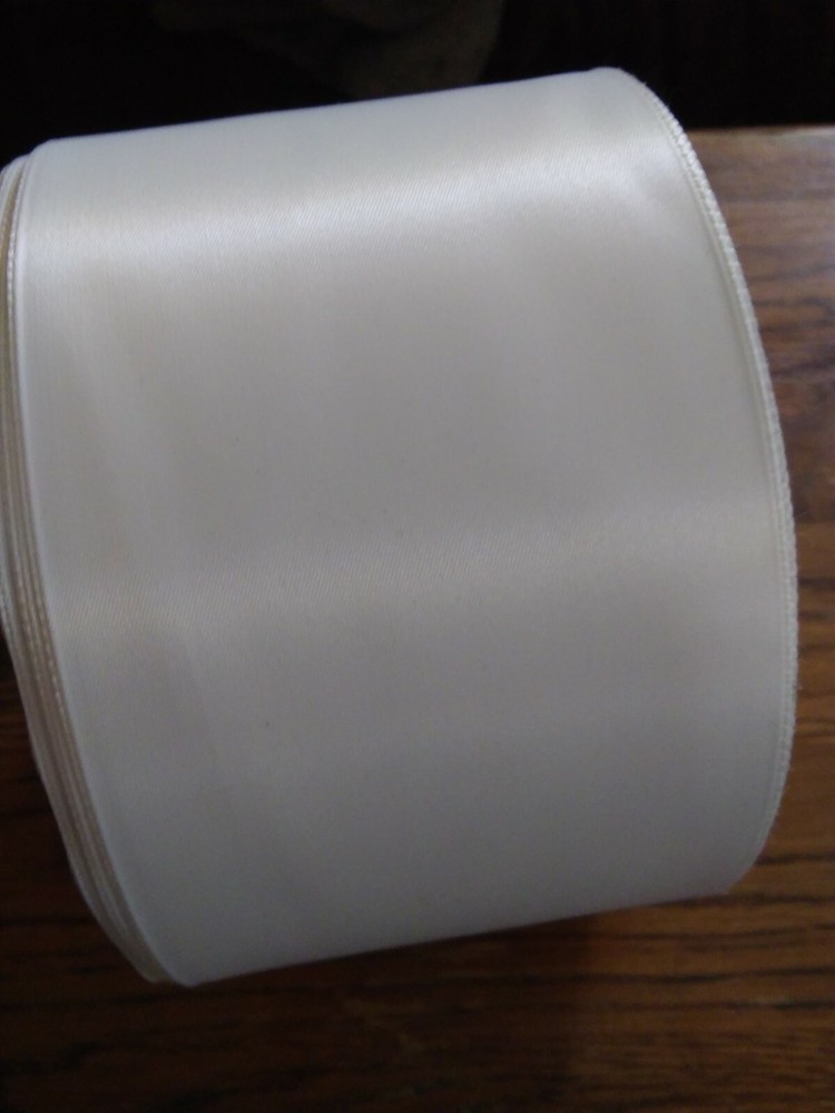 Woven White Satiny Ribbon by the Yard