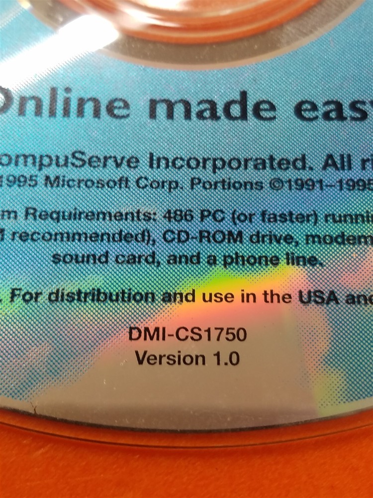 ⭐️⭐️⭐️⭐️⭐️ PC Software CD Disc WOW From CompuServ DMI-CS1750 1993-1996