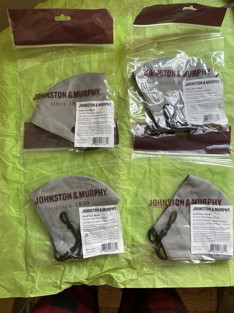 Johnston & Murphy Solid Face Mask (Pale Gray) 4pk