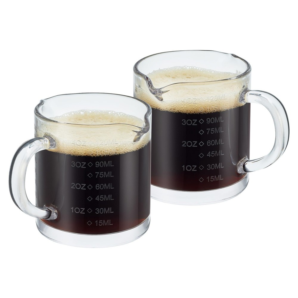 Ackers 2 Pack Measuring Cups, 75ML/2.5OZ Espresso Cups with small, Clear