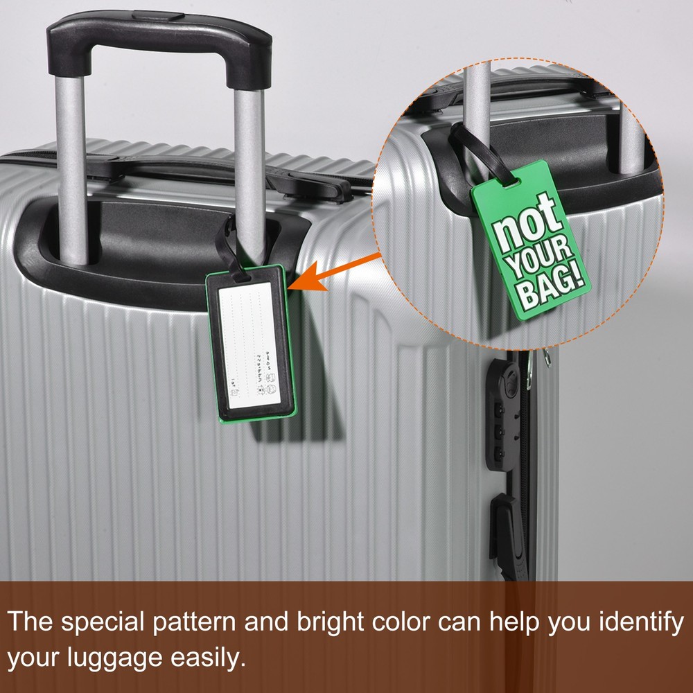 2Pcs PVC Luggage Tag Identifier Label, Not Your Bag Pattern Green