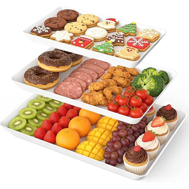 Durable Stackable Plastic Serving Plates Set Parties Picnics & Everyday Use