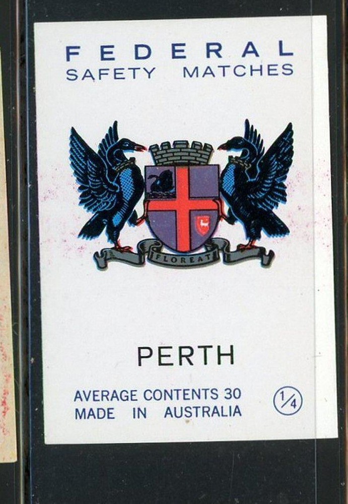 Federal Safety Matches Perth Australia Match Box Label