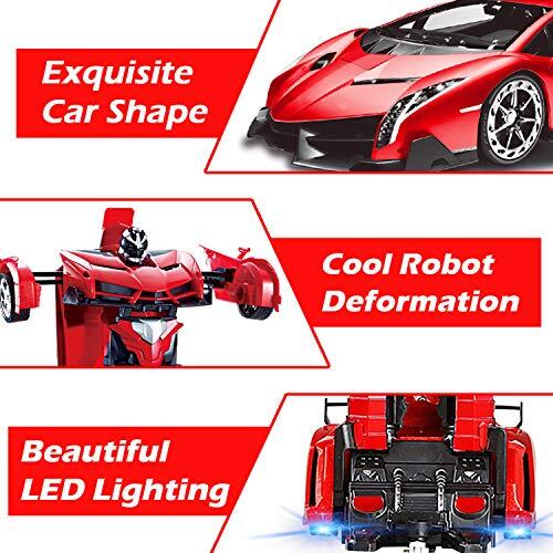 Remote Control Transform Robot Car Toy for Kids with Dazzling Light