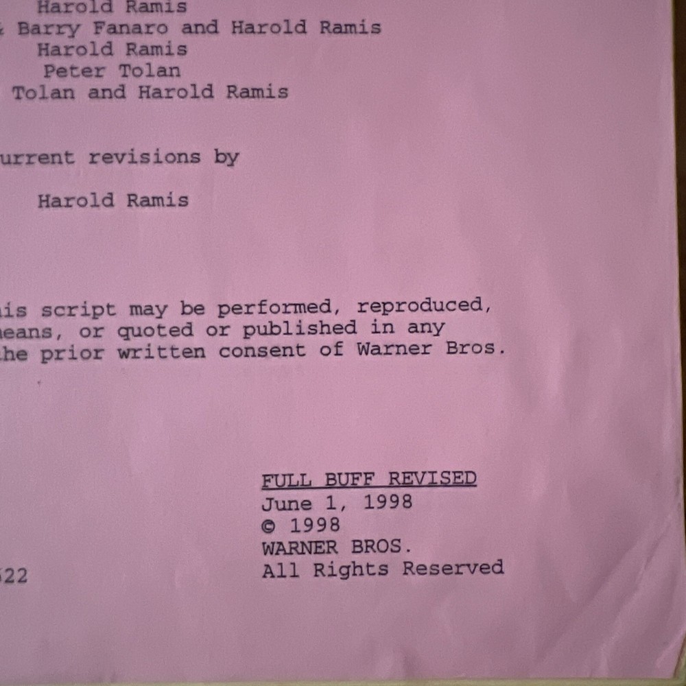 ANALYZE THIS original SCRIPT ROBERT DE NIRO, BILLY CRYSTAL from set Rev. 6/17/98