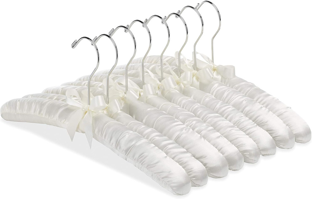 8PK Sat Blouse Hanger, 8 Count, Bone