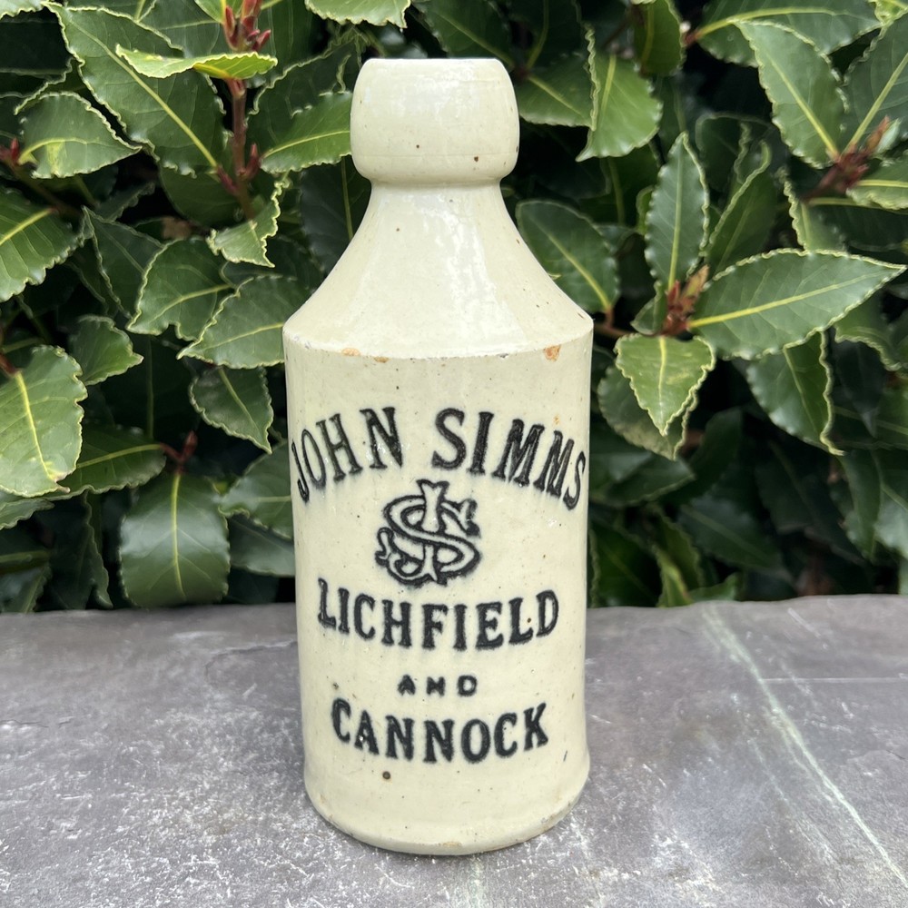 John Simms Lichfield & Cannock Old Fashioned Ginger Beer Bottle Vintage Décor