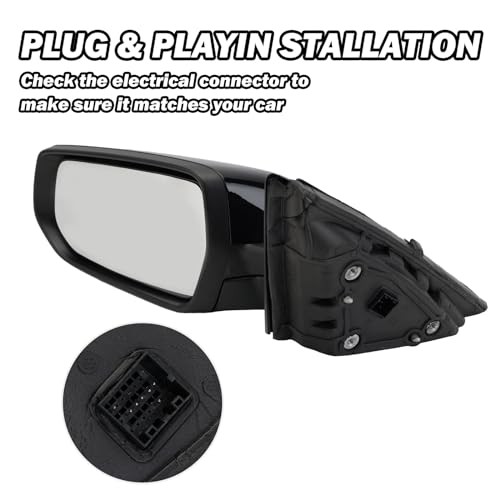 Driver Side View Mirror Compatible with 2016 Left Driver Side 7Pins-Gloss Black