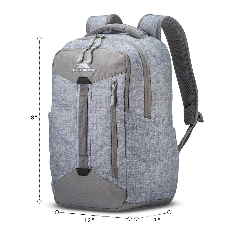 High Sierra Large Backpack with Device Sleeve and Adjustable Straps, Silver