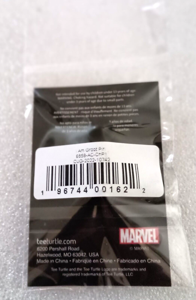 Marvel GOTG I AM Groot TeeTurtle Pin New NOS 2022 MIP