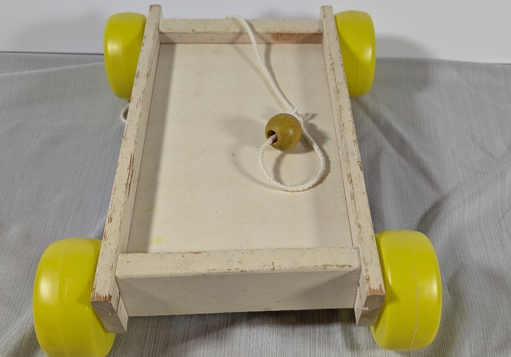 Vintage Playskool Pull Wagon With Yellow Wheels