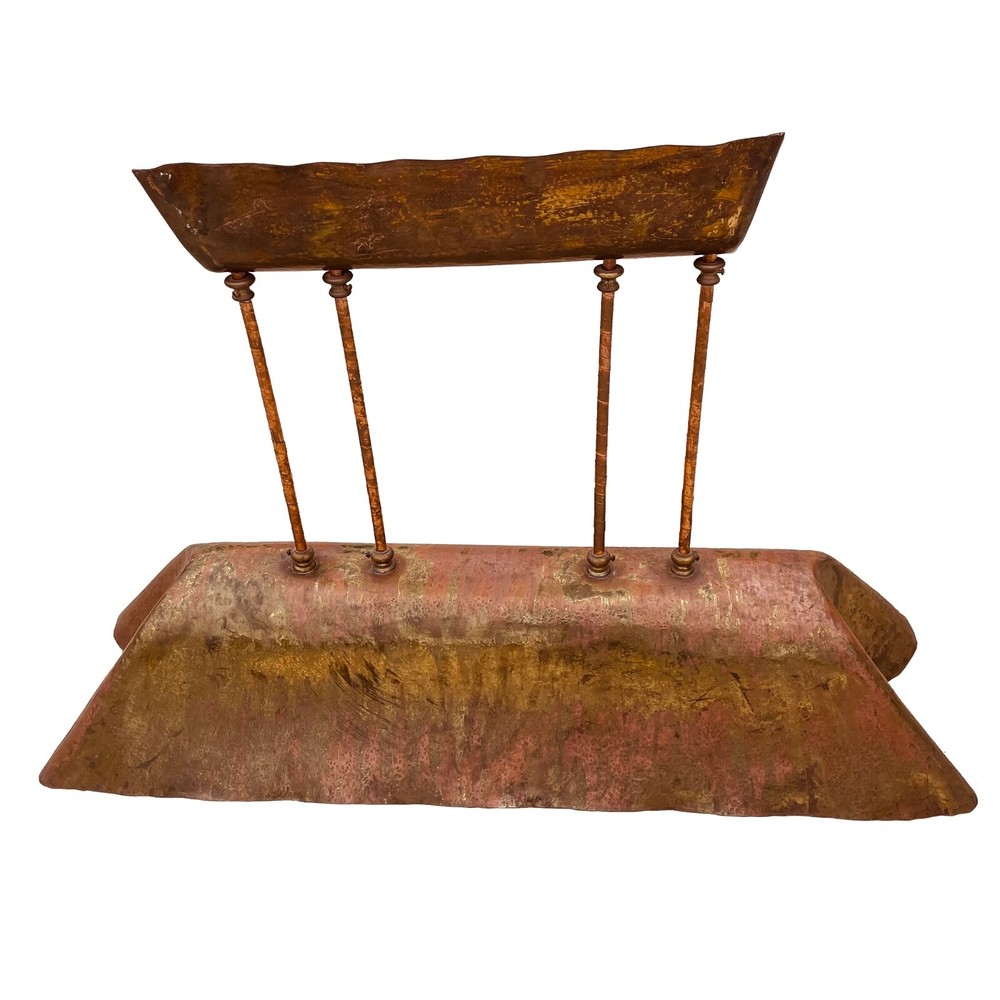 Mid Century - Brutalist - Patinated Brass Pool Table Light - 46" long