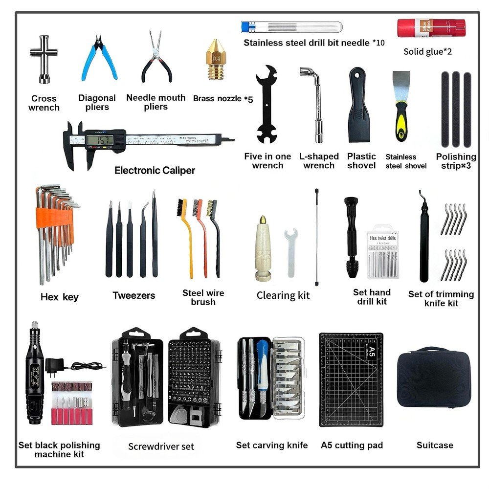3D Printer Tools Kit,214 PCS 3D Printing Accessory Tools Kit with Password Lo...