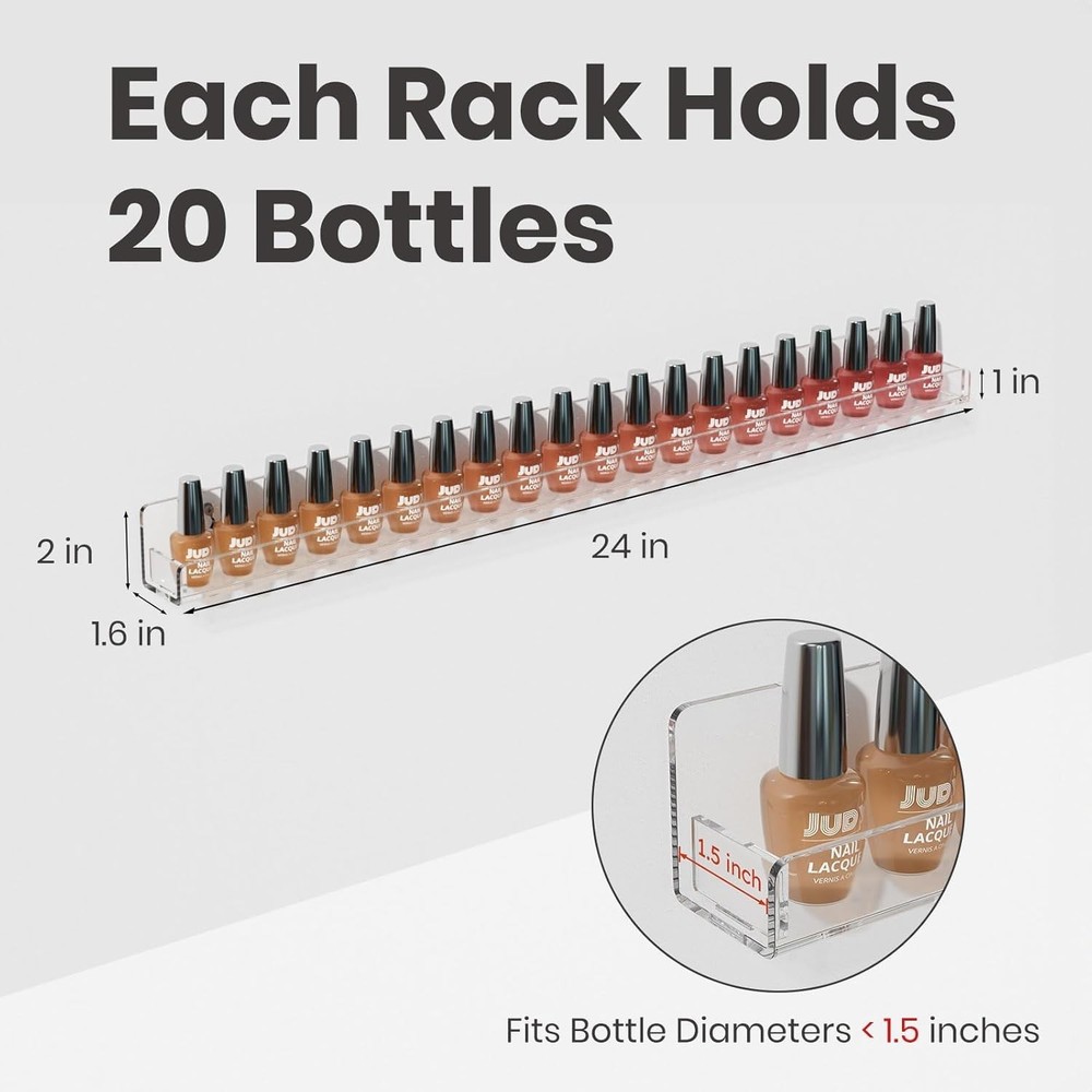 Modern Acrylic Nail Polish Display - Wall Mount Organizer