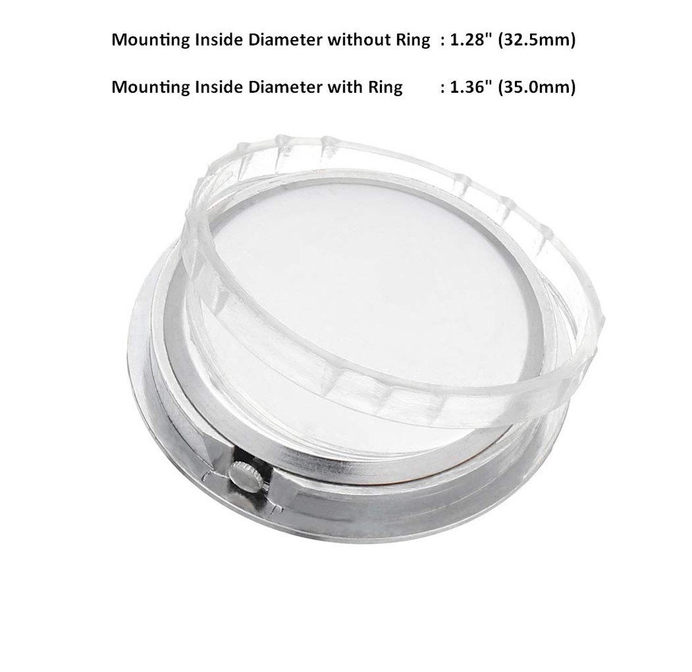 ShoppeWatch Mini Clock Insert 1 7/16" (35mm) Quartz 35mm, Silver / Black