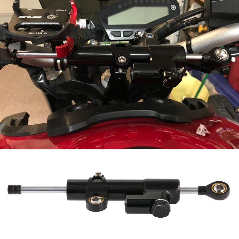For Harley Honda Yamaha Black Adjustable Steering Stabilizer