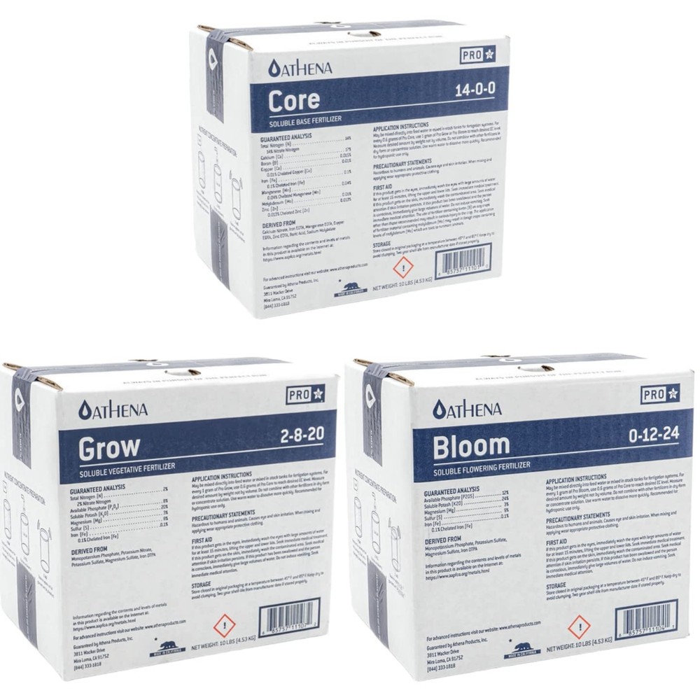 Athena Pro Core Three Part Nutrient Mix = Grow, CORE & Bloom 10lbs
