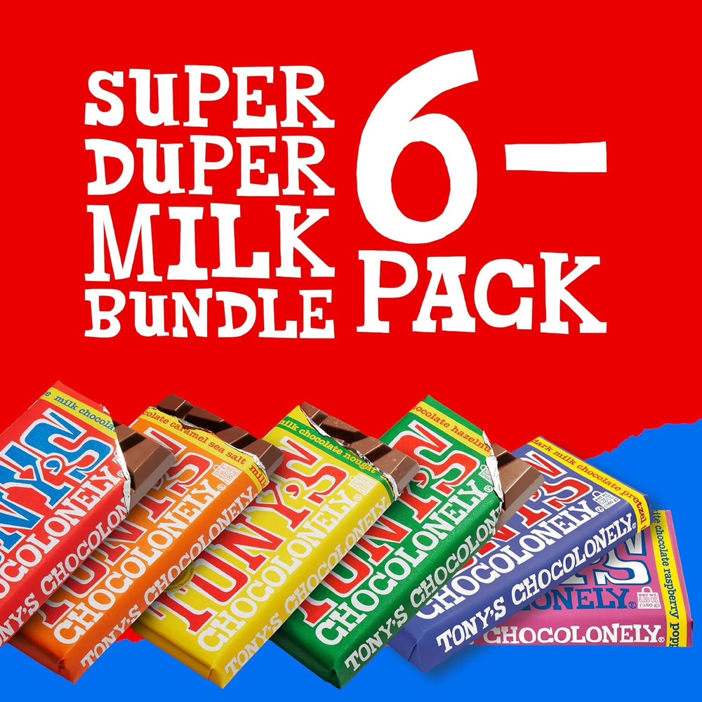 Tony’S Chocolonely Super Duper Milk Chocolate Candy Bar Bundle, Milk & White Cho