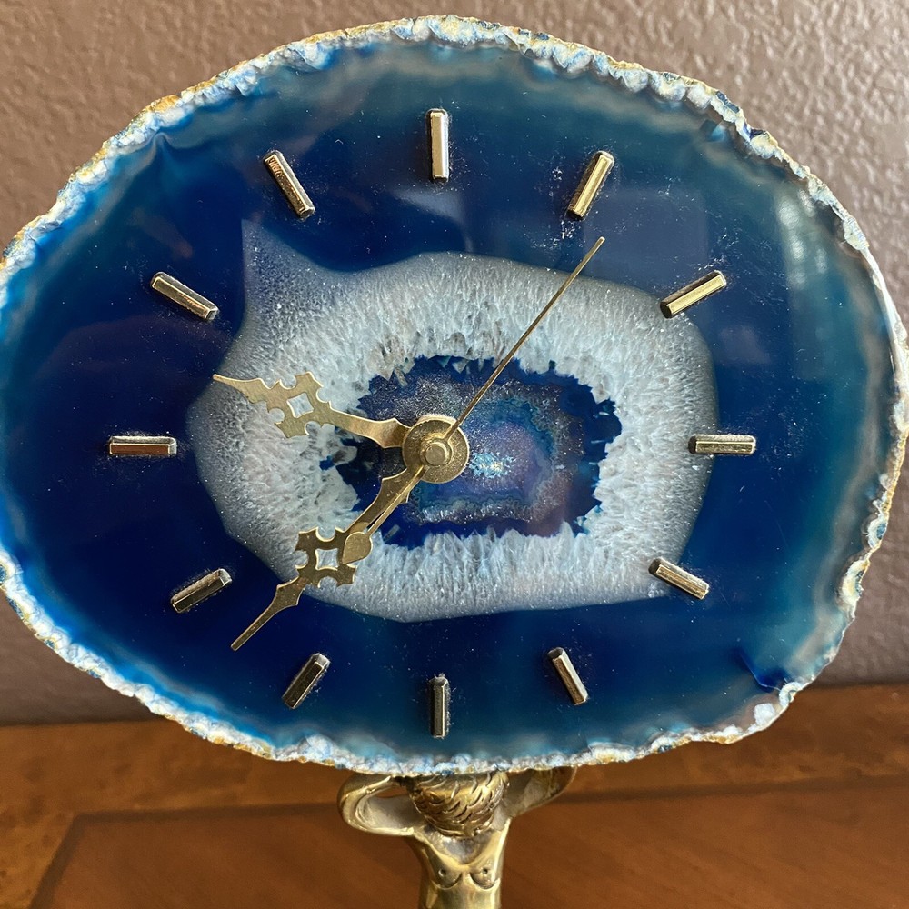 Blue Agate Stone Table Clock |