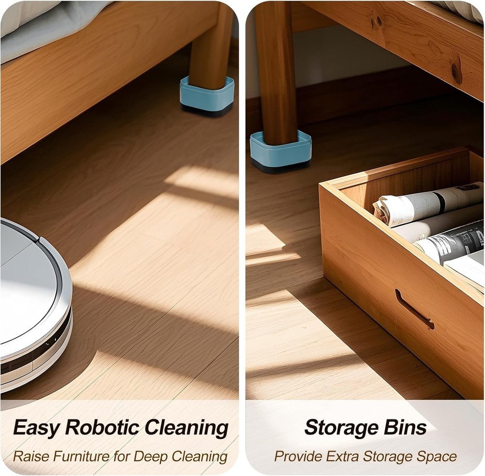 8 Pack Furniture Risers, Adjustable Bed Risers Heavy Duty Stackable Bed Raisers