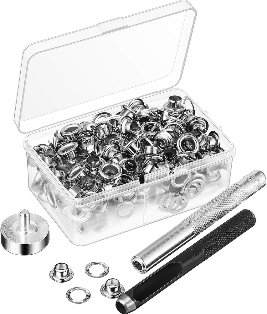 Pangda 100 Sets Grommet Eyelets Tool Kit with Hole Cutter & Storage Box