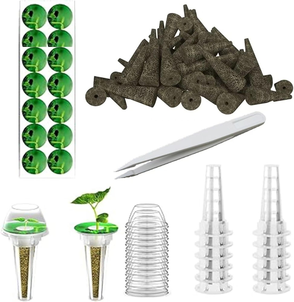 Complete 64-Piece Hydroponics Planting Kit - Easy Transplanting & Growing