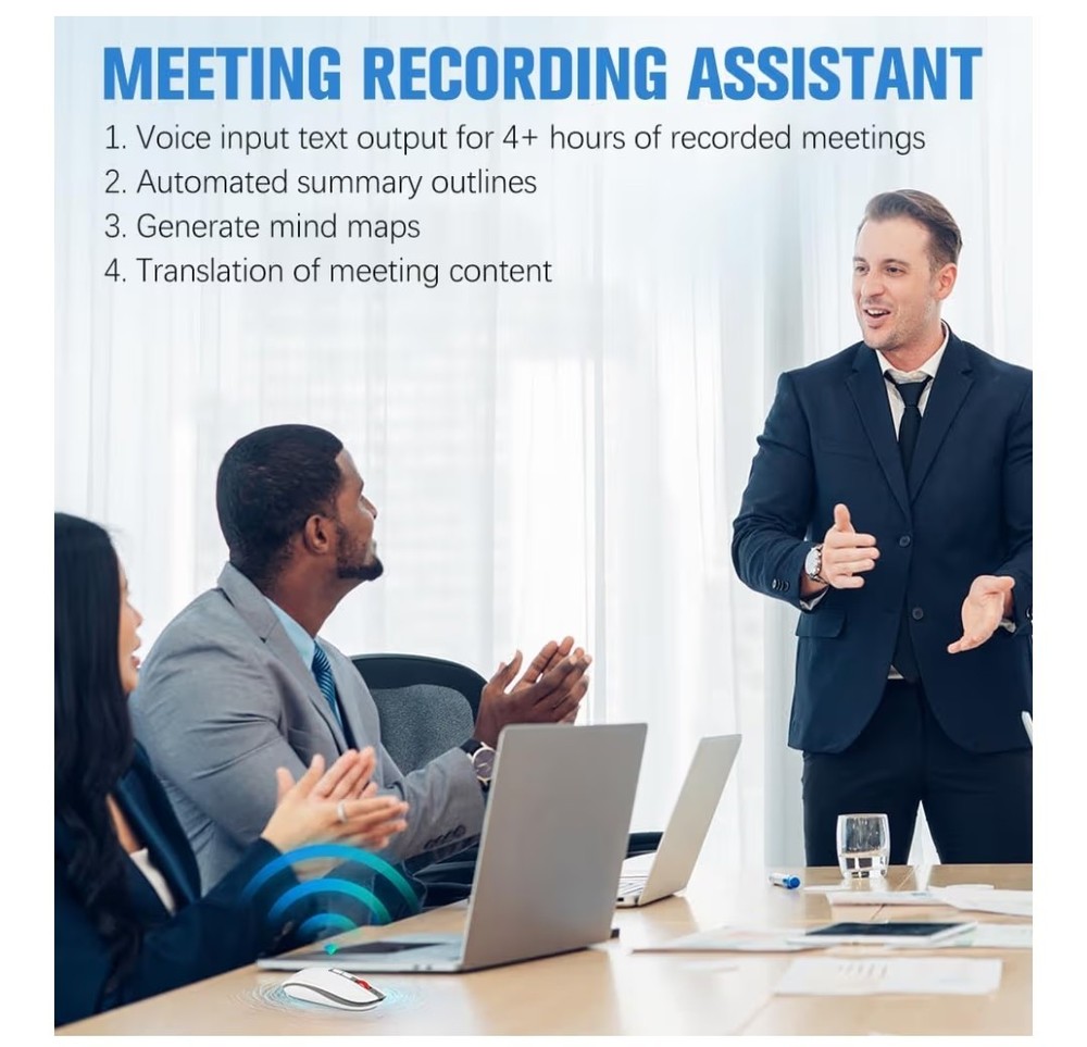AI Mouse, AI Voice & Audio Recorder, AI Real-Time Transcription, Laser Pointer