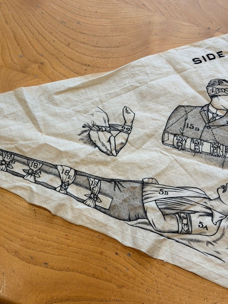WW1 St John Ambulance Triangular Bandage Instruction Cloth First Aid Training