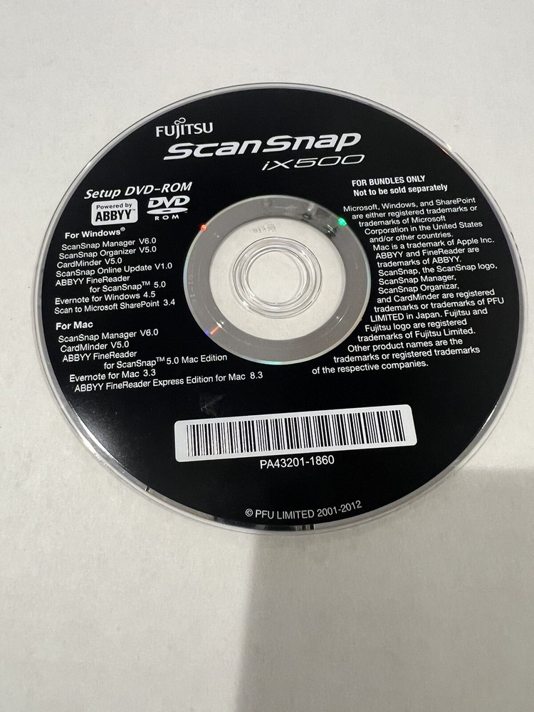 Fujitsu IX500 Scanner Software CD DVD