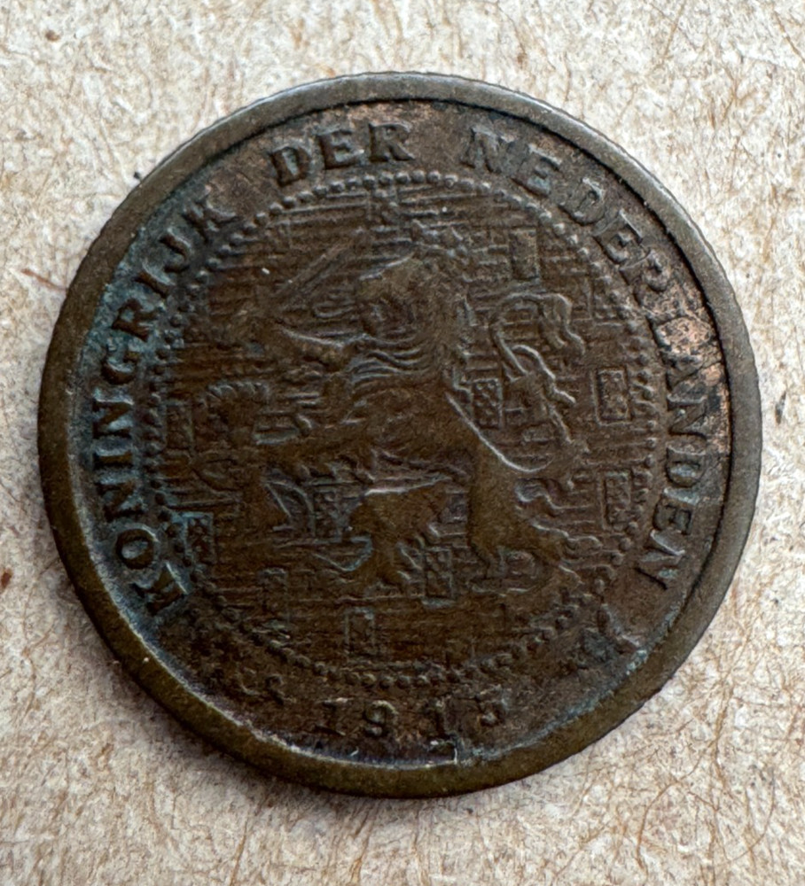 Netherlands, 1/2 Cent, 1915, KM#138