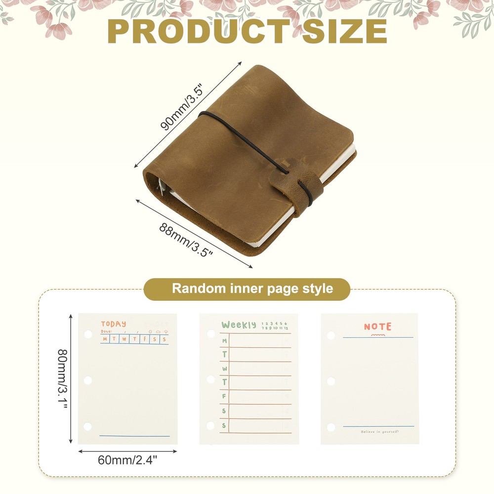 A9 Leather Journal 2Pcs 3 Ring Notebook Binder Planner Loose Leaf, Brown