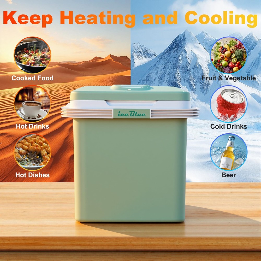 Electric Cooler, 26 Liters/28 Cans Mini Fridge with Automatic Locking Handle,...