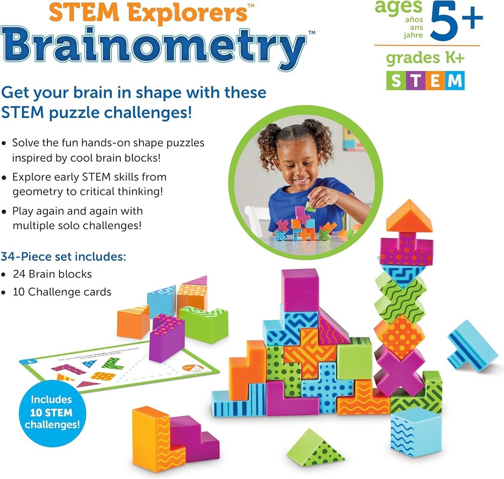 Learning Resources STEM Explorers Brainometry - 3d Puzzle, Brain Games, Braintea