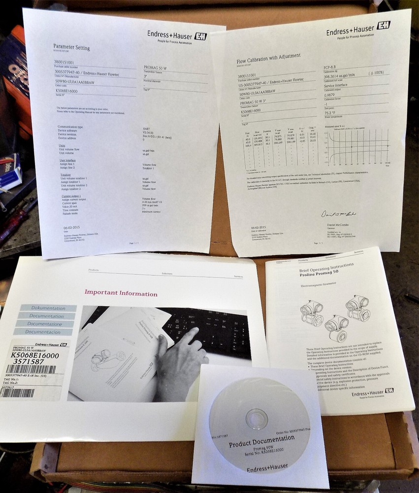EH ENDRESS+HAUSER Parameter Setting Flow Calibration With Adjustment Document CD