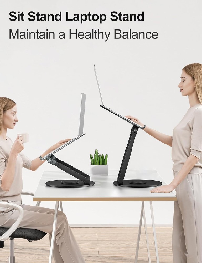 Active Standing Laptop Riser with 360° Swivel - Posture-Friendly & Space-Saving