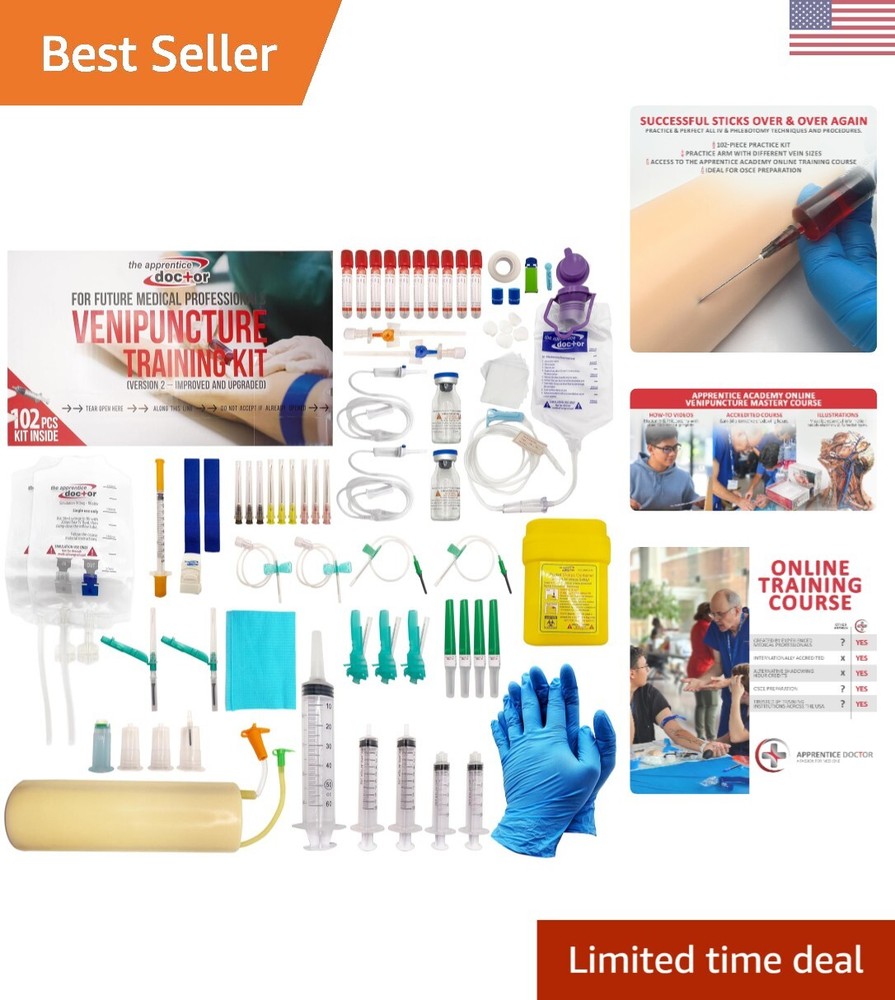 Venipuncture Practice Kit & Online Training for Nurses & Phlebotomists. Pract...