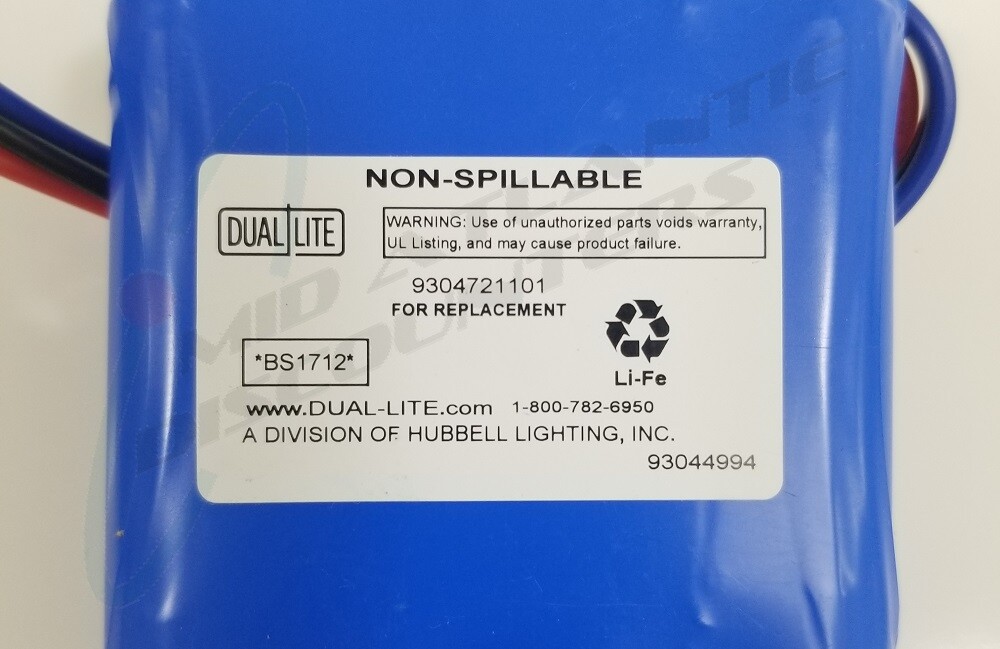 Hubbell Dual Lite Dynamo LED DYN6 Emergency Lighting Replacement Battery Pack